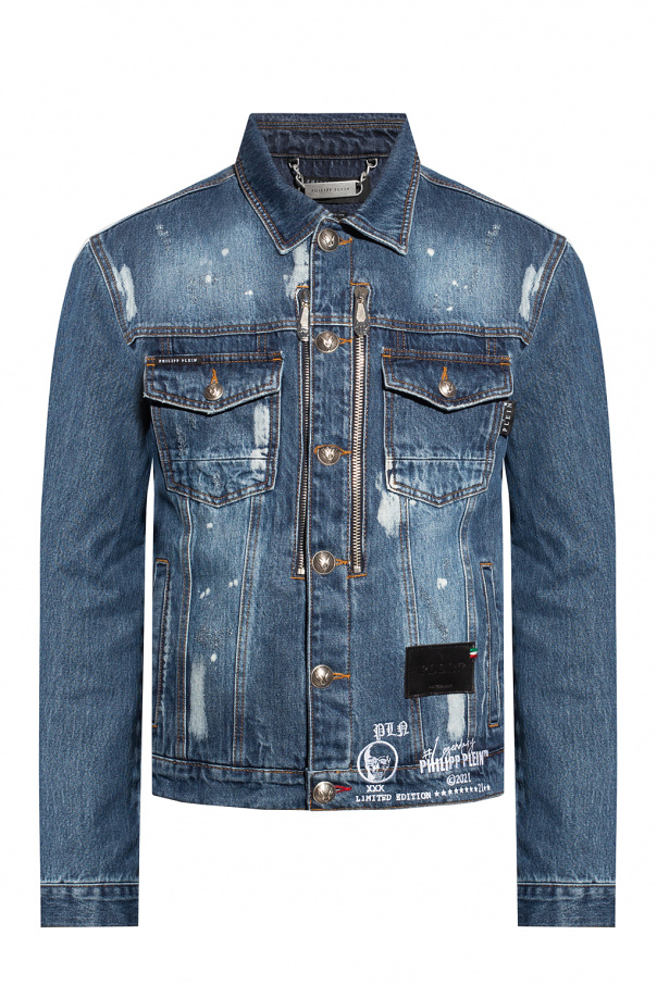 Denim Yellow jacket with logo Philipp Plein ...